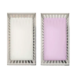 Dudu N Girlie Fitted Cot Bed Sheets | 140 x 70 Cot Bed Fitted Sheets | Soft Jersey Cotton Bedsheets Hypoallergenic Fully Elasticated Skirt Breathable Easy Care (Pack of 2, Pink & Cream)