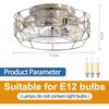 Brushed Nickel Caged Ceiling Fans with Lights and Remote,6 Speeds,12