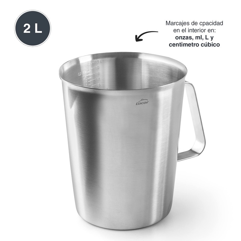 Lacor - 62742 - Messbecher, Flüssigkeitsmessgerät, Edelstahl, BPA-frei, 15 cm,