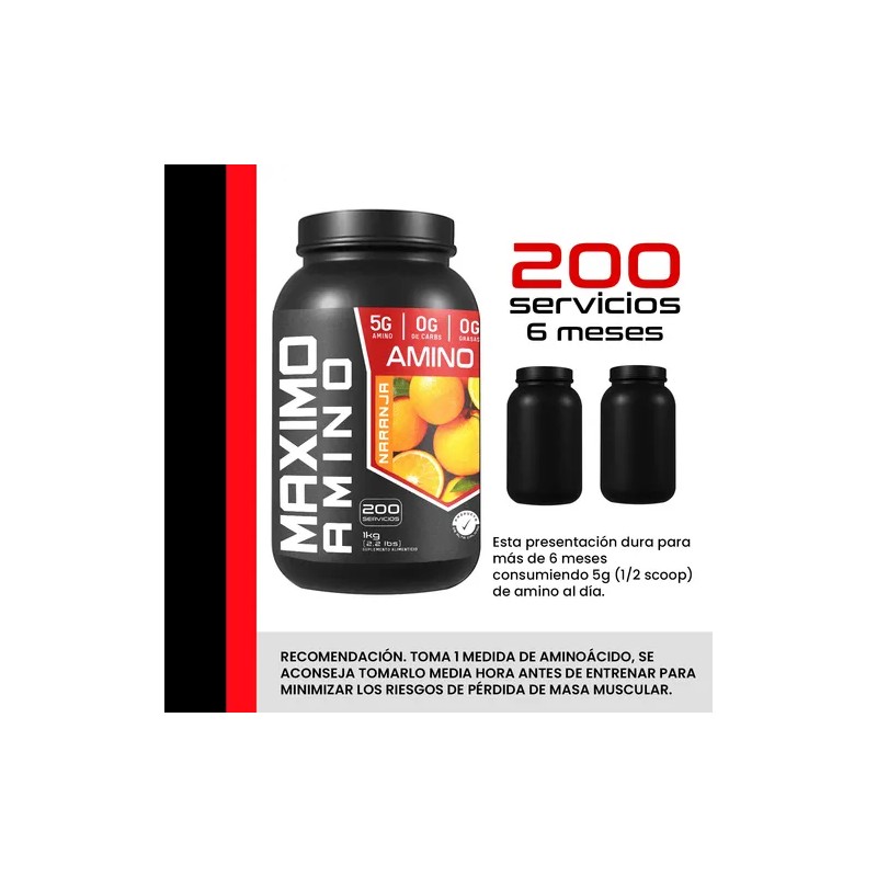 Aminoácidos Maximo 1 Kg 200 Servicios Varios Sabores