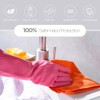 YSLON Rubber Dishwashing Glove Kitchen Cleaning Gloves 3-Pairs,Waterproof Reuseable.(Pink,Small)