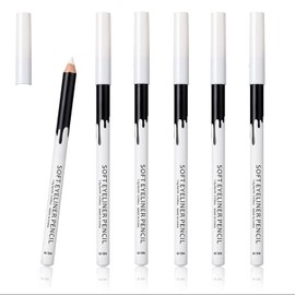 6 White Eyeliner Pencils for Professional Use as Highlighters, Soft, Waterproof, Long Lasting Eyeshadow Eyeshadow Eyeshadow Pen Lipline Pen Eyelid Pad
