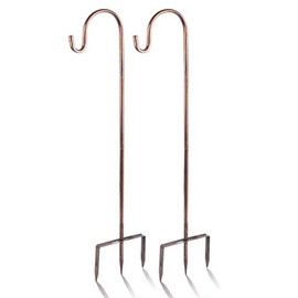 EXCMARK 2 Pack Shepherd Hook 31 inch 1/2 inch Thick Use at Weddings, Hanging Solar Lights, Lanterns, Bird Feeders, Metal Hanger Hook (Bronze, 31 inch)