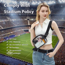 TINYAT Clear Belt Bag Clear Fanny Pack for Women Stadium Approved Waterproof Waist Bag See Through PVC Crossbody Bum Purse