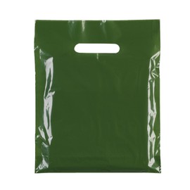 100x HEAVY DUTY STRONG COLOREDFULL PLASTIC CARRIER PATCH HANDLE BAGS, PARTY, BOUTIQUE GIFT BAGS (H. Green, 10 x 12)