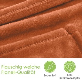 heimtexland Cuddly Blanket, Fluffy Flannel Blanket, Warm OEKO-TEX Bedspread Throw, Sofa Blanket, Lint-Free Fleece Blanket, Super-Soft XXL Blanket, Type 380, 220 x 240 cm, Copper