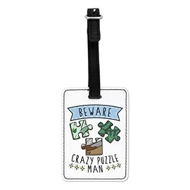 Gift Base Beware Crazy Puzzle Man Visual Luggage Tag with Black Strap