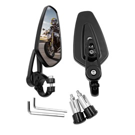 Sandfren Motorcycle Rear View Mirror, 360° Adjustable High Definition Motorbike Handlebar Bar End Rearview Side Mirror, Scooter Replacement Accessories, Universal for Motorcycle E-Bike