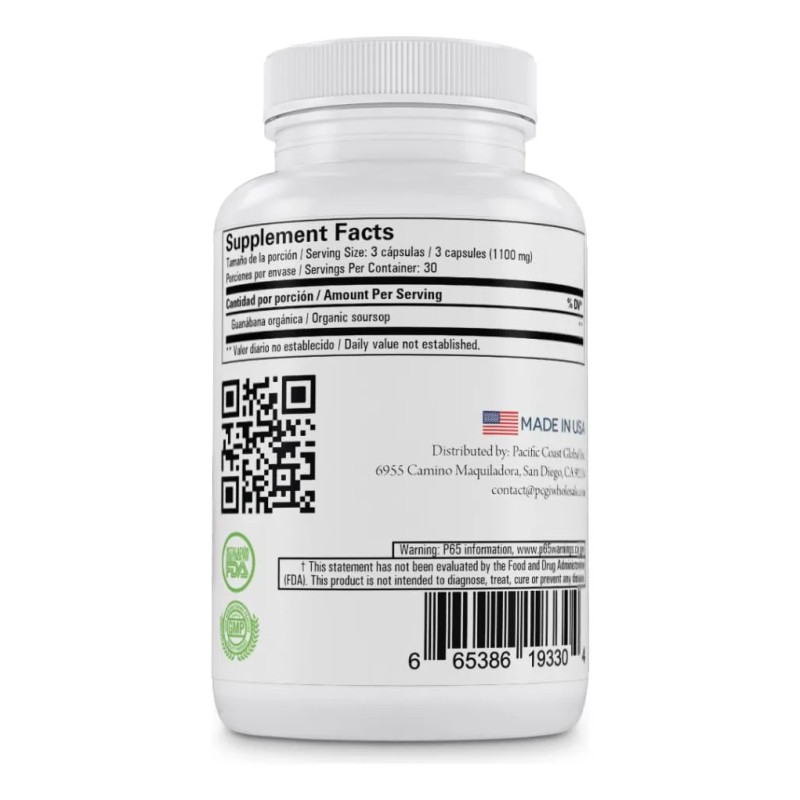Green Royalty Cápsulas Graviola Guanábana 1100mg Veganas