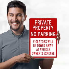 Private Property No Parking Violators Will Be Towed Away At Vehicle Owner's Expense Sign, 10"x14" Polyethylene, Fade Resistance, Indoor/Outdoor Use, USA MADE By My Sign Center(MS-1292)
