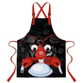 LshyMn Lobster Apron 33.4x27.5 Inches Cartoon Cute Animal Barbecue Delicious Pizza Pattern Printed Bib Apron for Home Kitchen Cooking Chef Apron WQXTMN154