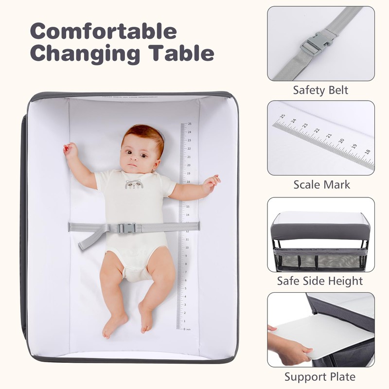 INFANS Baby Changing Table with Wheels, Portable Folding Diaper Station