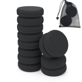 Paint Sponge Black 6Pcs, Boyistar Detail Painting Sponge Double-Side Art Craft Round Sponges for Car Waxing, Wall Repairing Kitchen Cleaning Sponges with Storage Mesh Bag (6 Black)