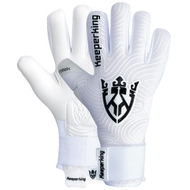 Keeperking Goalkeeper Gloves for Adults Football Gloves Men's Inner Seam Professional Grip 4 mm Secure Fit Unisex (10, E.White Neg)