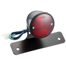 POSH 074190-06 Motorcycle Accessories Vintage Round Tail Lamp, Black