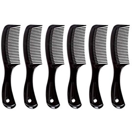 Comfort Axis Travel Size Wide Tooth Handle Comb, 6", 6 Pack, Black