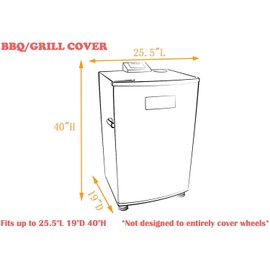 iCOVER Smoker Cover- 25.5" LX19 D X 40" H 600D Square Smoker Cover Water Proof Canvas Heavy Duty for Masterbuilt 40-Inch Electric Smoker, Black, G21612