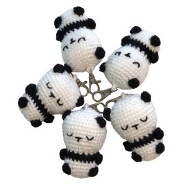 Znet3D Panda Crochet Plush Keychain - Keychain Accessory - Cute little Panda - Handmade Keychain Amigurumi, White/Black, Medium