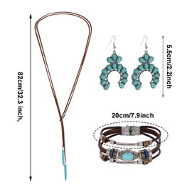 Jmkcoz Bohemian Turquoise Jewelry Set for Women, Vintage Turquoise Necklace Earrings Bracelet for Western Boho Party (Classic)