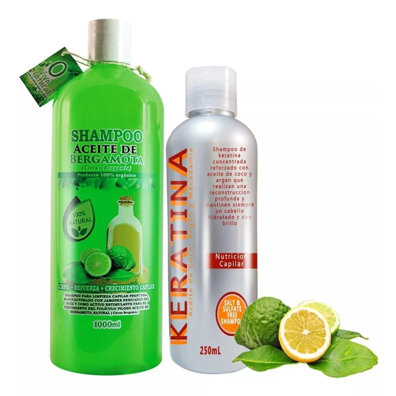 Vivenatural Shampoo Aceite De Bergamota 1l + Shampoo De Queratina