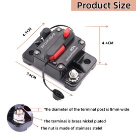 Foknya 50 Amp Circuit Breaker, Manual Reset Switch Waterproof Inline Fuse Inverter for Boat Trolling Motor Car Automotive Solar System Power Protect 12-48V DC, with Wire Lugs Copper and Washer Screws
