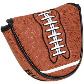 Golf Mallet Putter Head Cover Magnetic Closure Club Protector PU Leather Rugby Ball Design