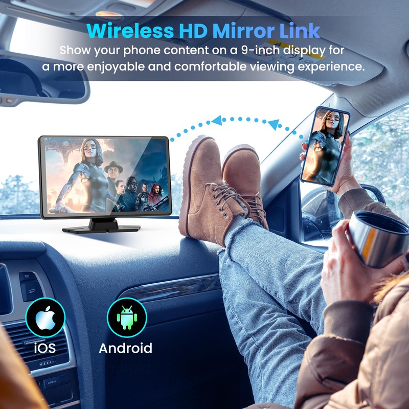 BIGASUO Wireless Carplay Screen for Car 4K Dash Cam, Apple