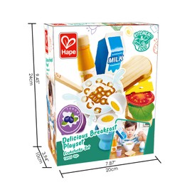 Hape Delicious Wooden Breakfast Playset| Pretend Play with Toy Spoon| Educational Wooden Kitchen Toys for Toddlers Age 3 Years and Up