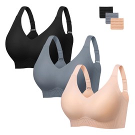 habibee Bras for Women No Underwire Seamless Push Up Wireless Bra Full Coverage Comfortable Everyday T Shirt Bras 32D-44D