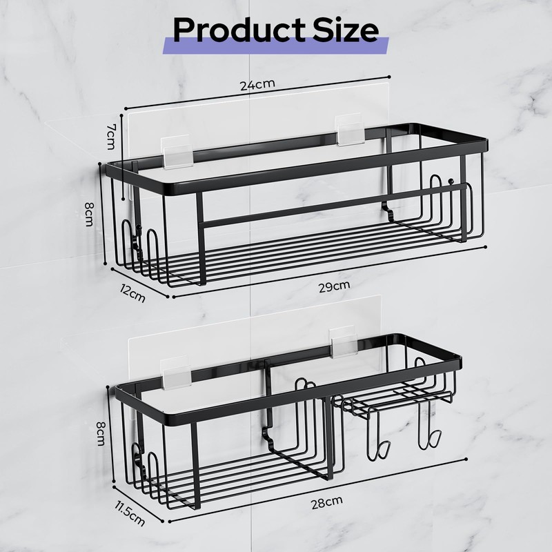 Alyvisun Pack of 2 Shower Shelves Large Capacity with Strong