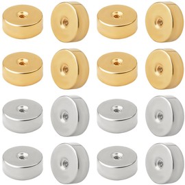 Beebeecraft 1 Box of 60 Ear Nuts in Gold and Silver 304 Flat Round Stainless Steel Earring Backs for Making Jewellery and Earrings