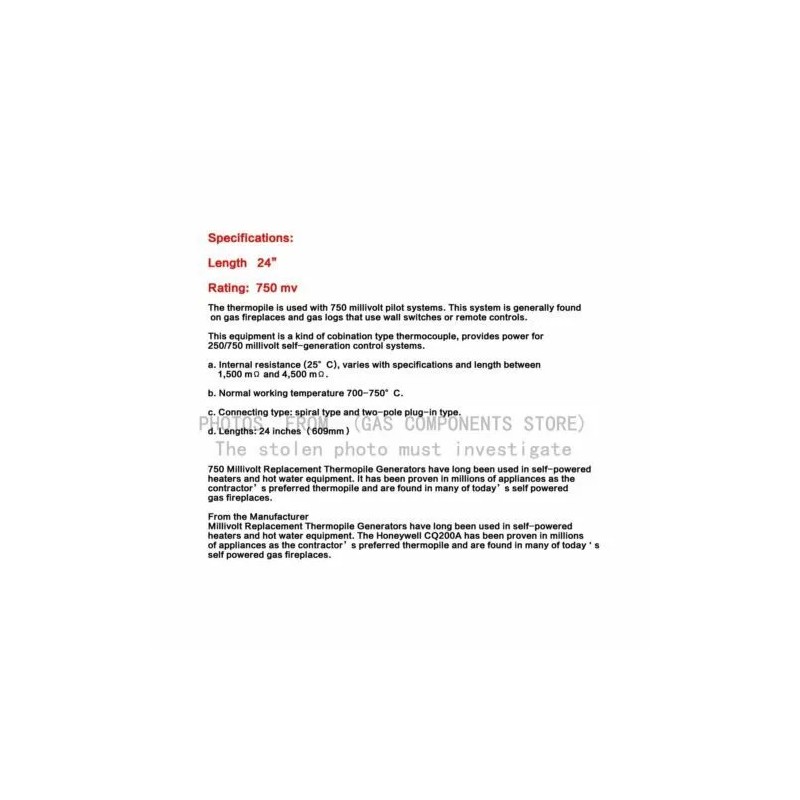 MeTer Star EARTH STAR 750 degree Millivolt Replacement Thermopile Generators