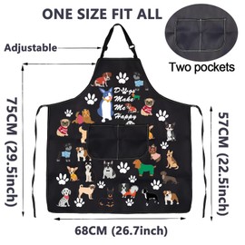 BNQL Dog Grooming Apron Cute Dog Apron Puppy Dog Waterproof Apron Dog Cooking Apron Dog Trainer Groomer Gifts Dogs Make Me Happy (dog apron)