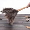 Fluffy Natural Ostrich Feather Duster Wooden Handle Household Cleaning Tool
