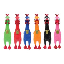Animolds Squeeze Me Rubber Chicken Toy | Screaming Squeaky Chicken for Kids & Dogs | Novelty Prank Gag Gift (6 Pack Solid)