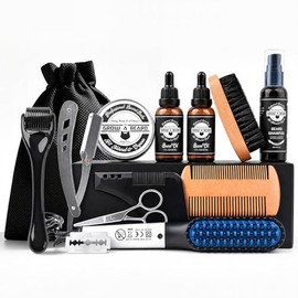 Kit Barba Cuidado, Kit de Cuidado de Barba 13 en 1 para Hombres, Juego de Regalo para Crecer y Afeitar Barbas, Regalos para Hombres para Pap, Novio,  