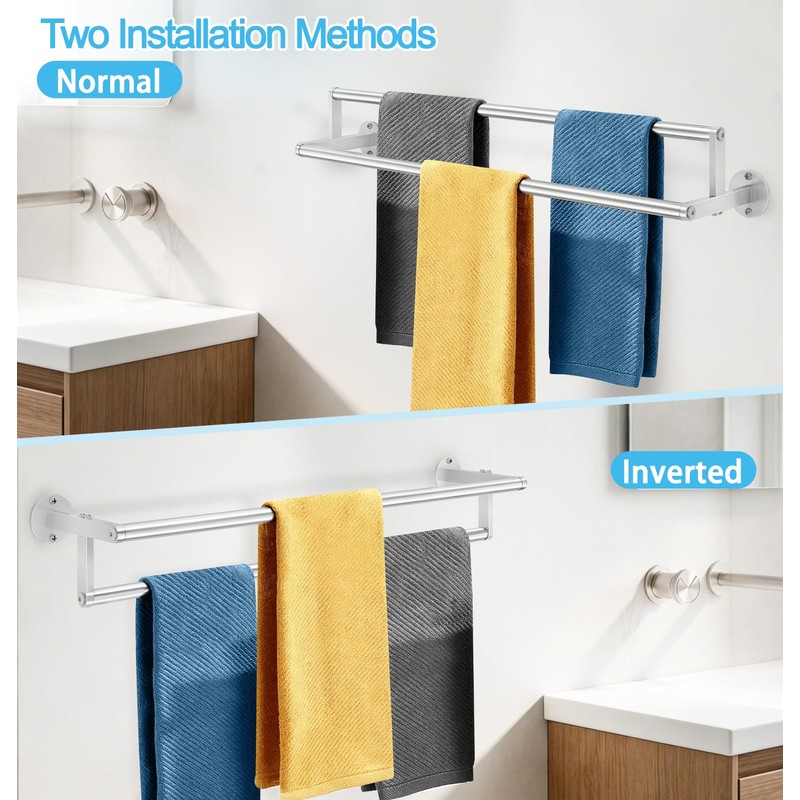 Double Towel Racks for Bathroom, 24 inch Double Towel Bar,