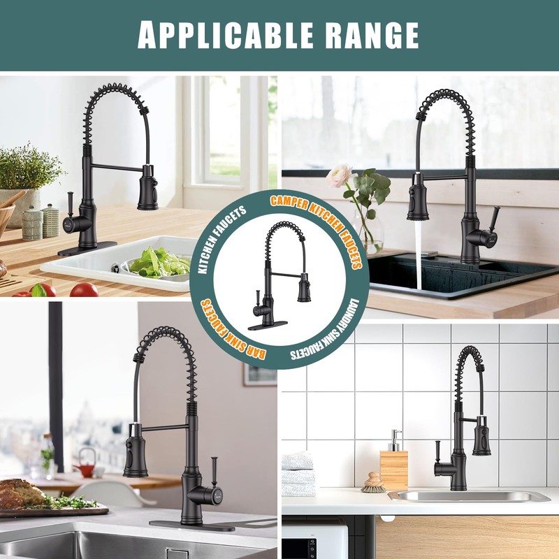 Kitchen Faucet with Pull Down Sprayer, Hurran Commercial Stainless Steel