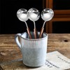 Ouliget Retro Wooden Handle Spoon,Stainless Steel Serving Tablespoons,Wooden DinnerSpoon,Silver Silverware