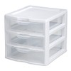 Sterilite 3 Drawer Mini Desktop Unit, Clear w/White Frame