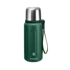 Vacuum Insulated Thermo Bottles with Cup 600ml/20.3oz Stainless Steel Thermo Water Bottles for Cold and Hot Drinks Water Coffee Flask Thermo with Cup (DarkGreen,600ml)