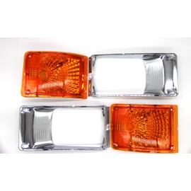 Headlight Bezel and Turn Signals - Compatible with International 4900 Truck - Front Headlamp Surround and Signal Light Set