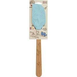 Talisman Designs Silicone Spatula & Laser Etched Beechwood Handle | Woodland Owl Design | Cute & Functional Kitchen Tool | Natural Wooden Decorative Spatula