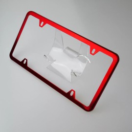 KA Depot New 4 Hole Candy Red Slim License Plate Stainless Steel Frame Car Suv Truck