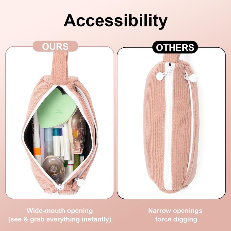 Aesthetic Pencil Case,Large Capacity Pencil Case for Adult, Corduroy Cute