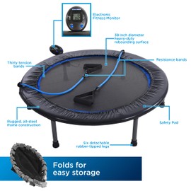 Stamina 38-Inch InTone Plus Rebounder | Upper Body Resistance Tubes | Multi-Function Fitness Monitor