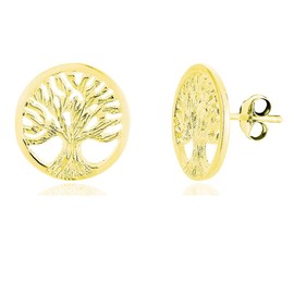 Women's Mother Of Pearl & 925 Sterling Silver and Yellow Gold Plated Tree of Life Earrings – Earrings