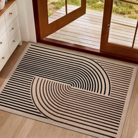 Tangsoo Rainbow Easy Jute Rug 2x3 Washable Rug,Small Area Rug for Entryway,Non-Slip Dark Brown Indoor Outdoor Door Mat Modern Farmhouse Carpet for Entrance Kitchen Bedroom Front Porch