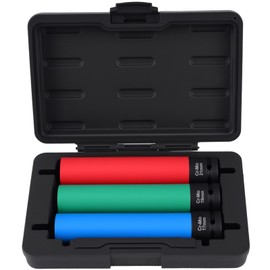 KUNGJUER 1/2" Drive Impact Lug Nut Socket Set, 3PC (17/19/21mm) Extra Long 6" Non-Marring Thin Wall Wheel Nut Sockets - Metric Deep Sockets for Safe Tire & Rim Protection