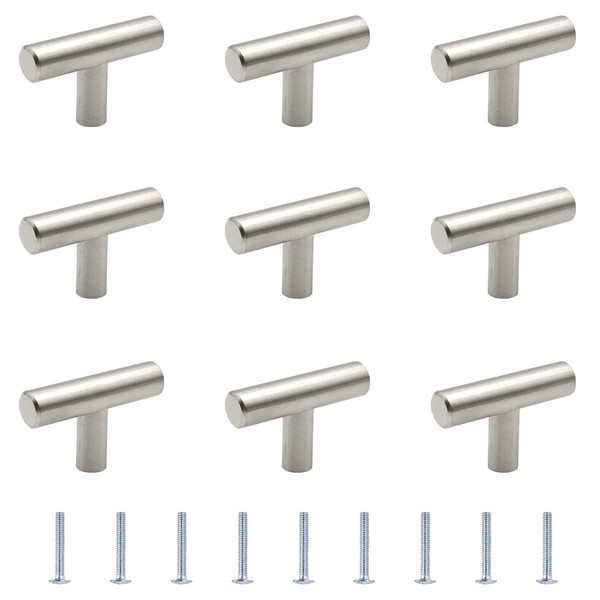 Morobor 10PCS T-shaped Single Hole Handle, 10*50 Stainless Steel Knob,